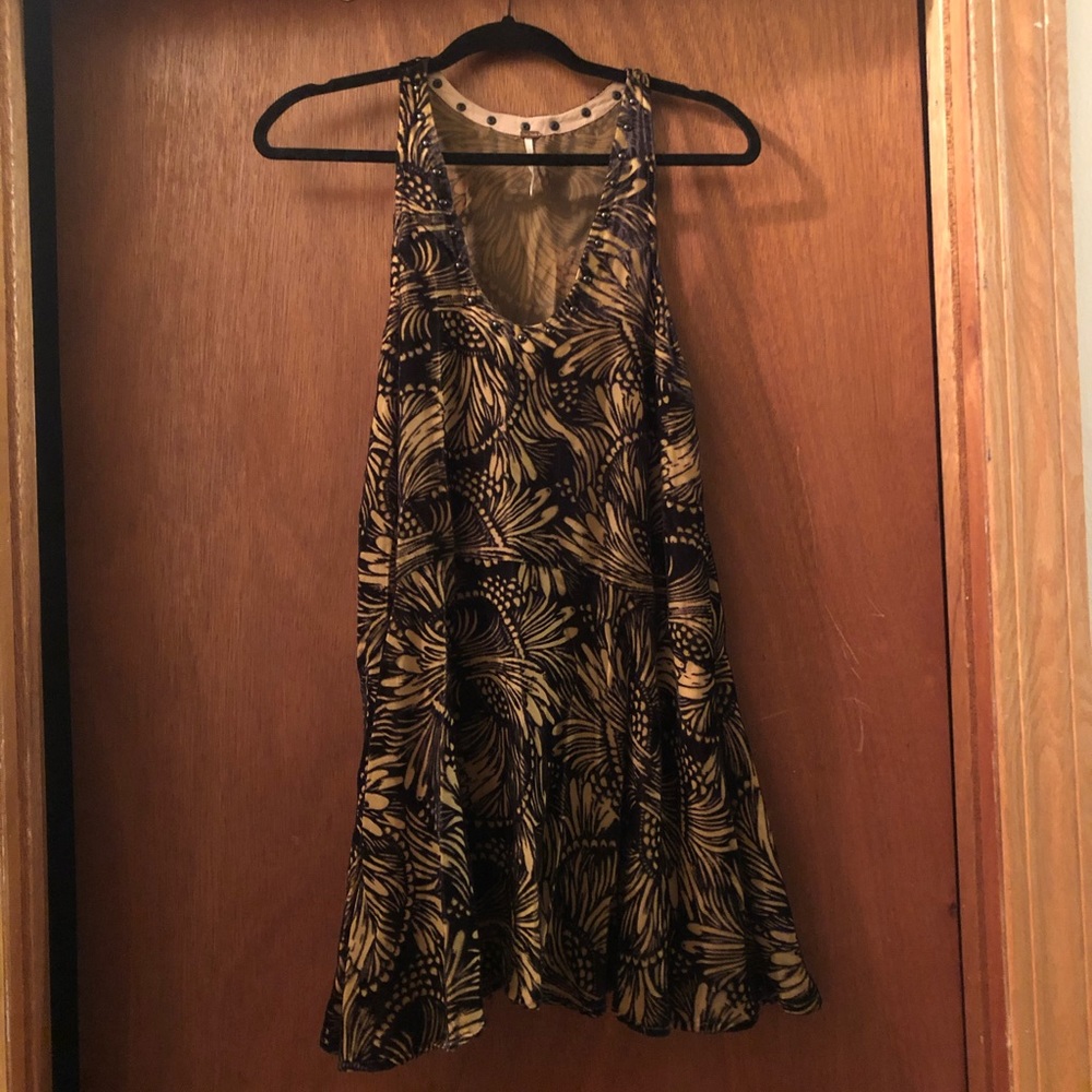 Free People tan and black velour mini dress